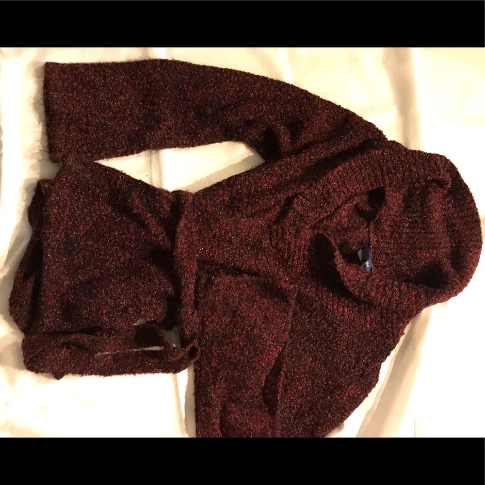 Red and black wrap sweater
